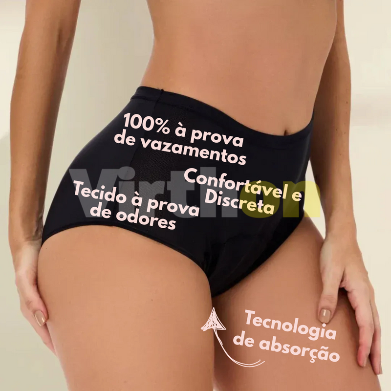 Calcinha Virtho Confortável e Discreta 100% À Prova de Vazamentos  (COMECE COM 5!)