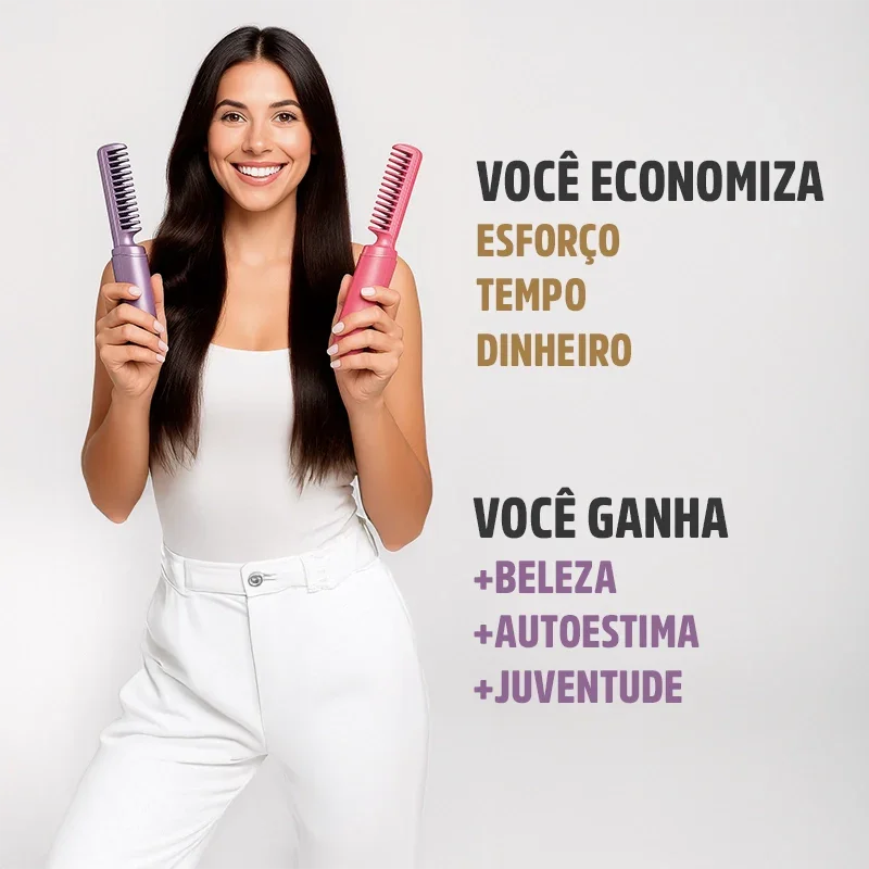 Pente Alisador de Cabelo 5 em 1 Sem Fio AlisaVir
